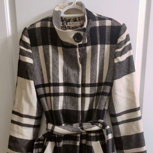 Ben Sherman Plaid Wool Coat Sz S